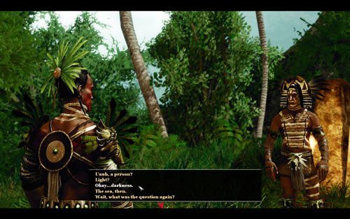 Jeśli nie pamiętasz pytania, możesz poprosić o jego powtórzenie. - Pierwsze pytanie Datu | Zadania - Zatoka Marakajów | Risen 2 Mroczne Wody - Risen 2: Mroczne wody - poradnik do gry