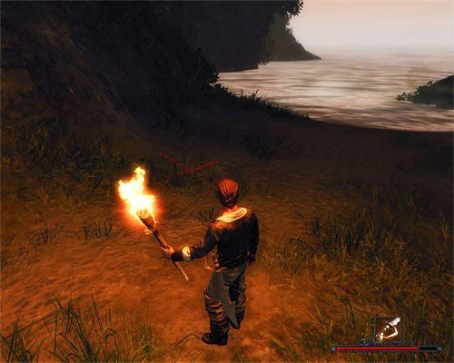 Miejsce ukrycia skarbu jak zwykle oznaczone jest czerwonym krzyżem. - Skarb OBriana | Zadania - Tacarigua | Risen 2 Mroczne Wody - Risen 2: Mroczne wody - poradnik do gry