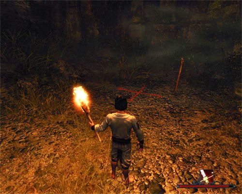 W tym miejscu kopiemy. Jeśli nie mamy czym, pożyczamy łopatę Petea. Jemu nie będzie już potrzebna. - Skarb Petea | Zadania - Tacarigua | Risen 2 Mroczne Wody - Risen 2: Mroczne wody - poradnik do gry