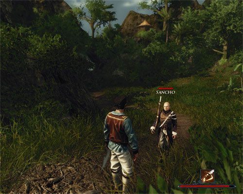 Sancho znalazł się na patrolu za karę, o czym nie omieszka Ci wspomnieć podczas konwersacji. - Masz coś do jedzenia? | Zadania - Wybrzeże Ostrzy | Risen 2 Mroczne Wody - Risen 2: Mroczne wody - poradnik do gry