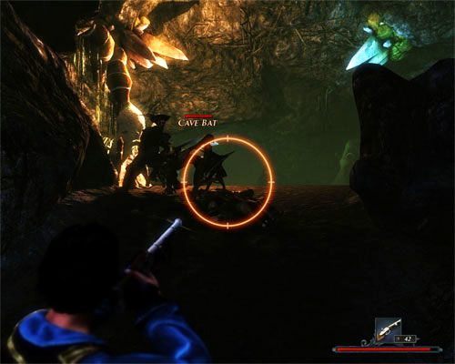 Nietoperze jaskiniowe są szybkie i niebezpieczne. Zalecam ostrzał z bezpiecznej pozycji. - Okropne przeczucie | Zadania - Wybrzeże Ostrzy | Risen 2 Mroczne Wody - Risen 2: Mroczne wody - poradnik do gry