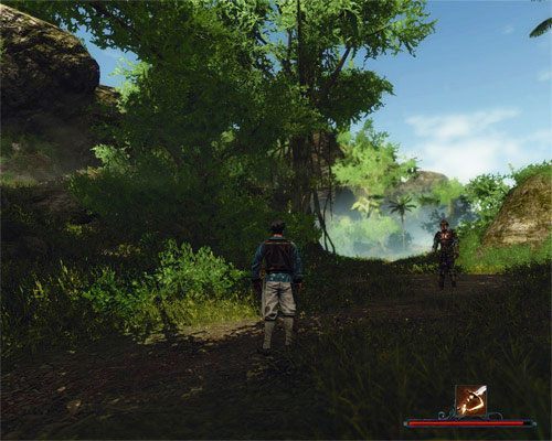 Ranapiri zatrzyma się na tyle daleko od wieży, że nie sprowokuje Torresa. - Idź za Ranapirim do wieży | Zadania - Wybrzeże Ostrzy | Risen 2 Mroczne Wody - Risen 2: Mroczne wody - poradnik do gry