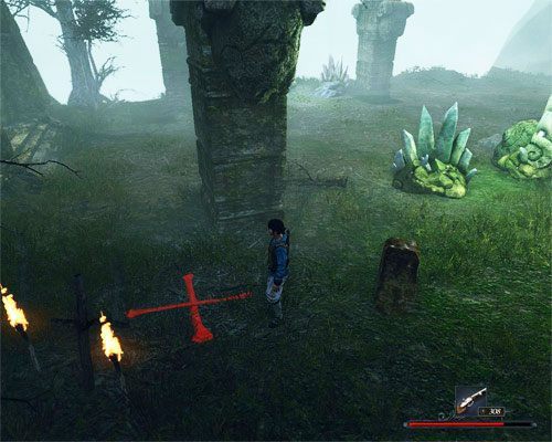 Skarb zakopany jest na lewo od wejścia do grobowca. - Skarb na indiańskim cmentarzu | Zadania - Wybrzeże Ostrzy - Risen 2: Mroczne wody - poradnik do gry