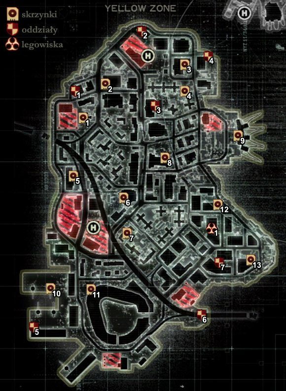 MAPA ZIELONEJ STREFY (GREEN ZONE) - Mapy Nowego Jorku | Sekrety w Prototype 2 - Prototype 2 - poradnik do gry