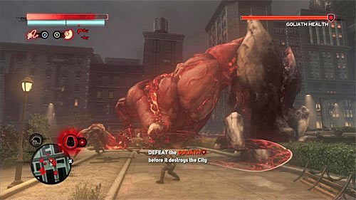 Pojedynek z goliatem polega na osłabieniu czterech partii jego ciała - 12 - Operation - Clockwork (2) | Misje Blacknet w Prototype 2 - Prototype 2 - poradnik do gry