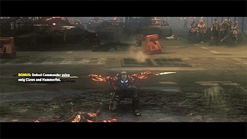 Zanim cokolwiek zrobisz zapoznaj się z założeniami nowego bonusowego wyzwania, mówiącego o tym, że jego zaliczenie jest możliwe jeśli do pokonania Collinsa użyjesz wyłącznie pazurów (Claws) i pięści-młotów (Hammerfist) - 11 - Operation - Stun Circuit | Misje Blacknet w Prototype 2 - Prototype 2 - poradnik do gry