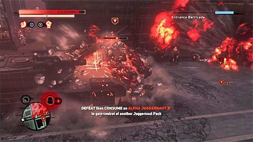 Bardzo prawdopodobny jest scenariusz, iż podległe juggernauty pomimo Twoich wysiłków polegną zanim zdołają zniszczyć barykadę - 30 - A Labor of Love | Główny wątek fabularny Prototype 2 - Prototype 2 - poradnik do gry