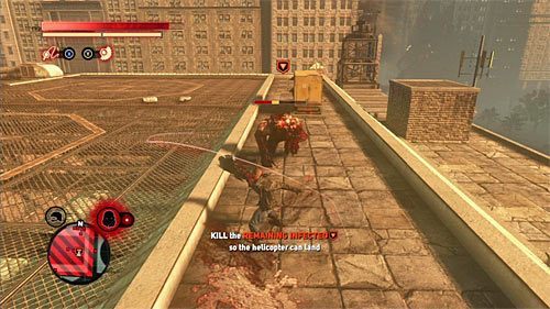 Do zlikwidowania pozostało kilku brawlerów i jeśli nie chcesz dodatkowo użerać się z żołnierzami Blackwatch oraz wieżyczkami stacjonarnymi bazy dobrze byłoby oddalić się od miejsca stoczenia bitwy z goliatem i zaczekać na ich przybycie - 29 - Lost in the System | Główny wątek fabularny Prototype 2 - Prototype 2 - poradnik do gry