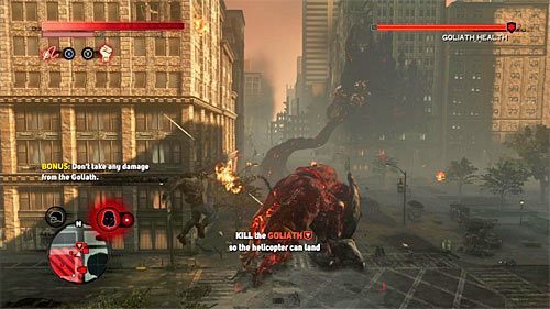 Z zadaniem tym związane jest dość trudny bonusowy cel misji, albowiem w celu jego zaliczenia nie możesz odnieść żadnych obrażeń w wyniku ataków goliata - 29 - Lost in the System | Główny wątek fabularny Prototype 2 - Prototype 2 - poradnik do gry