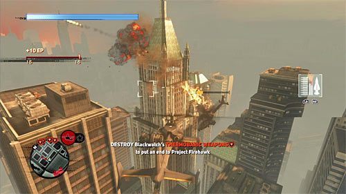 Każdy z oznaczonych śmigłowców możesz niszczyć na wiele różnych sposobów - 28 - Operation Firehawk | Główny wątek fabularny Prototype 2 - Prototype 2 - poradnik do gry