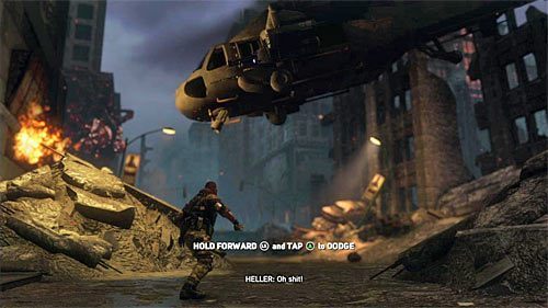 Gra po kilku chwilach wyświetli scenkę przerywnikową ukazującą atak Mercera na śmigłowiec Blackwatch i Twoim zadaniem jest uniknięcie śmierci - 1 - Meet Your Maker | Główny wątek fabularny Prototype 2 - Prototype 2 - poradnik do gry