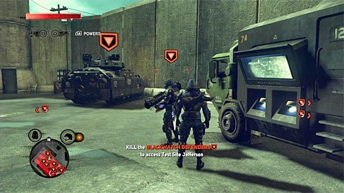 Twoim pierwszym krokiem powinno być pozyskanie wyrzutni rakiet i jeśli poruszasz się jako żołnierz Blackwatch to najlepiej byłoby podejść do jednego z wrogów z wyrzutnią i go wchłonąć (powyższy screen) - 7 - Feeding Time | Główny wątek fabularny Prototype 2 - Prototype 2 - poradnik do gry