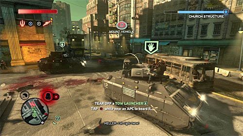 Gra zapozna Cię teraz z nowo odblokowanym ruchem, polegającym na odrywaniu wyrzutni TOW zamontowanych na pojazdach opancerzonych - 9 - Salvation | Główny wątek fabularny Prototype 2 - Prototype 2 - poradnik do gry