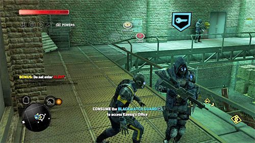 Zauważ, że gra dodatkowo premiuje ciche załatwienie sprawy, tak więc nie atakuj przebywających tu postaci - 10 - The Mad Scientist | Główny wątek fabularny Prototype 2 - Prototype 2 - poradnik do gry