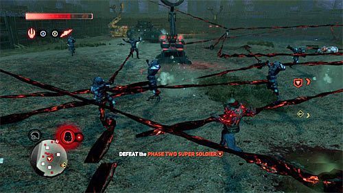 Nie polecam wyprowadzać standardowych ataków w trakcie pojedynku z super żołnierzem, bo zadają one minimalne obrażenia - 11 - Orion Phase Two | Główny wątek fabularny Prototype 2 - Prototype 2 - poradnik do gry