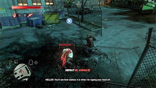 W trakcie bitwy powinieneś zauważyć, że doktor Koenig co jakiś czas wbija swoje ostrza w ziemię, stając się w ten sposób bezbronnym - 12 - Natural Selection | Główny wątek fabularny Prototype 2 - Prototype 2 - poradnik do gry