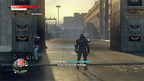 Poszukiwana osoba patroluje jedną z baz w północnej części żółtej strefy i jej orientacyjna lokalizacja to [250, 965] - 13 - The Airbridge | Główny wątek fabularny Prototype 2 - Prototype 2 - poradnik do gry