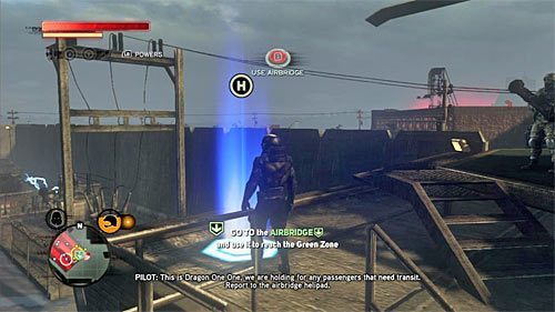 Cel podróży znajduje się w lokacji [276, 979], przy czym nie radzę korzystać ze schodów, gdyż znajdują się one bardzo blisko detektora wirusów - 13 - The Airbridge | Główny wątek fabularny Prototype 2 - Prototype 2 - poradnik do gry