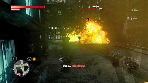 Tuż po pojawieniu się hydry podnieś jedną z leżących niedaleko wraku śmigłowca wyrzutni TOW i przystąp do ostrzeliwania potwora - 15 - A Stranger Among Us | Główny wątek fabularny Prototype 2 - Prototype 2 - poradnik do gry