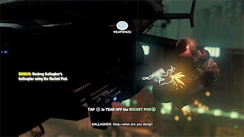 Tuż po odbicie się od dachu wciśnij przycisk B w celu złapania się śmigłowca - 16 - The White Light | Główny wątek fabularny Prototype 2 - Prototype 2 - poradnik do gry