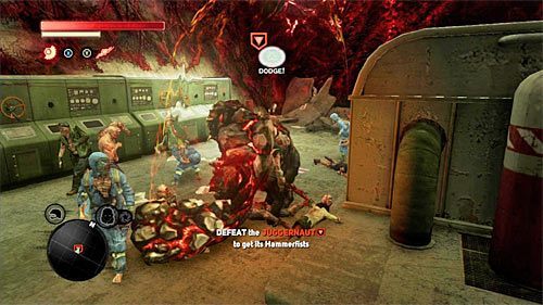 Jeśli zaś chodzi o pokonanie samego juggernauta, najlepszą metodą zadawania mu obrażeń jest przeskakiwanie nad nim i następnie wyprowadzanie szybkich ataków - 17 - A Nest of Vipers | Główny wątek fabularny Prototype 2 - Prototype 2 - poradnik do gry