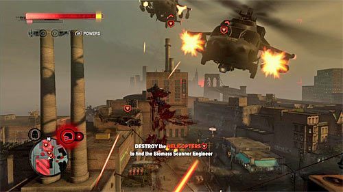 Także i w przypadku trzech wrogich śmigłowców dysponujesz dużą swobodą w wyborze taktyki działania - 7 - Operation - Red Glacier | Misje Blacknet w Prototype 2 - Prototype 2 - poradnik do gry