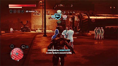 Zanim wyruszysz w stronę placówki prowadzonej przez doktor Archer upewnij się, że zmieniłeś swój wizerunek, przybierając postać naukowca lub żołnierza - 20 - Alpha Wolf | Główny wątek fabularny Prototype 2 - Prototype 2 - poradnik do gry