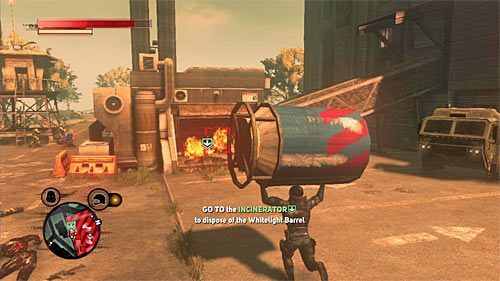 Powtórz wszystkie opisane powyżej czynności z drugą beczką, w dalszym ciągu uważając na biegające po okolicy brawlery - 24 - Burned from Memory | Główny wątek fabularny Prototype 2 - Prototype 2 - poradnik do gry