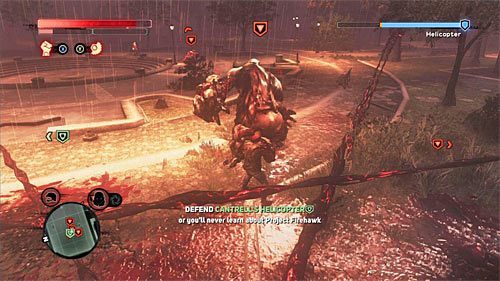 Do walk w dalszej części bitwy dołączy co najmniej jeden juggernaut i to właśnie na poczynaniach tej bestii warto się skupiać, atakując ją za każdym razem gdy straci zainteresowanie Hellerem i przystąpi do niszczenia wraku śmigłowca - 25 - Last Resort | Główny wątek fabularny Prototype 2 - Prototype 2 - poradnik do gry