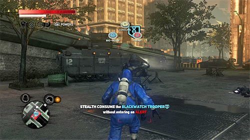 Zaczekaj lub doprowadź do sytuacji aż żołnierz Blackwatch nie będzie przez nikogo obserwowany, po czym podejdź do niego żeby go wchłonąć - 9 - Operation - Spotted Cat (1) | Misje Blacknet w Prototype 2 - Prototype 2 - poradnik do gry