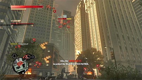 Po zaliczeniu bonusowego celu skup się na atakowaniu latających nad polem bitwy nowych ptaków, pamiętając o konieczności wykonywania częstych uników - 9 - Operation - Spotted Cat (1) | Misje Blacknet w Prototype 2 - Prototype 2 - poradnik do gry