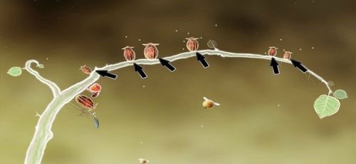 Następnie wróćmy się do głównego skrzyżowania (tam, gdzie był zielony ślimak) i skręćmy do góry - Etap pierwszy - piórka | Opis przejścia - Botanicula - Botanicula - poradnik do gry