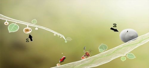 By dostać się na górę, musimy zmusić ślimaka, by podszedł nieco bliżej gałęzi - Etap drugi - klucze | Opis przejścia - Botanicula - Botanicula - poradnik do gry