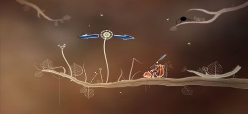 Mamy przed sobą dmuchawiec; gdy klikniemy w jego główkę i przytrzymując LPM zaczniemy machać łodyżką w lewo i prawo, pozbędziemy się latawców - Etap czwarty - kasztanki | Opis przejścia - Botanicula - Botanicula - poradnik do gry