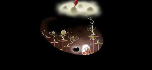 Gdy klikniemy na ludzika, wskoczy on do balona, a następnie odfrunie w góry - Etap piąty - kurczaki (2) | Opis przejścia - Botanicula - Botanicula - poradnik do gry