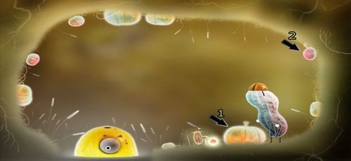 W grocie znajdziemy dziwnego stwora w kasku - Etap szósty - symbole żywiołów (2) | Opis przejścia - Botanicula - Botanicula - poradnik do gry