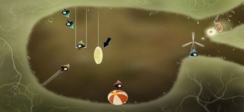 Musimy tu ustawić gong tak, by znajdował się na tej samej wysokości, co na obrazku - Etap szósty - symbole żywiołów (2) | Opis przejścia - Botanicula - Botanicula - poradnik do gry