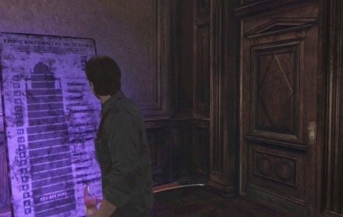 Teraz wróć się na korytarz i wróć do głównego holu przez drzwi 106 (są zaraz po przeciwnej stronie, od pomieszczenia z kopertami) - Misja główna - ułożenie kopert | Budenk Centennial | Silent Hill Downpour - Silent Hill: Downpour - poradnik do gry