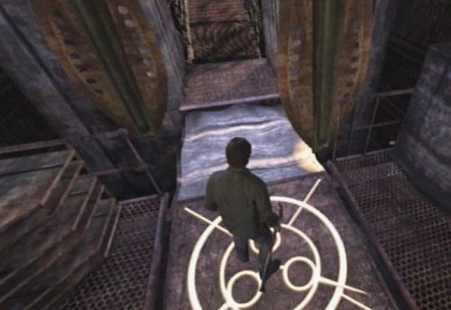 Kiedy wejdziesz na wskazówkę, ta się podniesie, a Ty będziesz mógł przejść na następną - Misja główna - inny wymiar | Budenk Centennial | Silent Hill Downpour - Silent Hill: Downpour - poradnik do gry