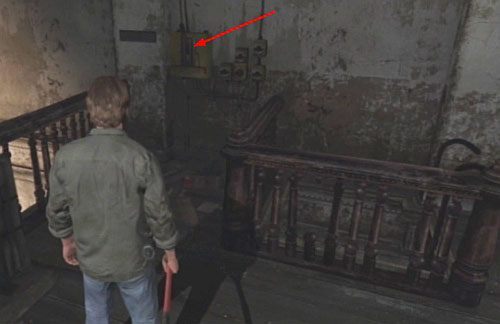 Wróć do wcześniejszego pomieszczenia i użyj dzwigni na lewo od drabiny - Misja główna - pomieszczenie ze sceną | Klasztor | Silent Hill Downpour - Silent Hill: Downpour - poradnik do gry