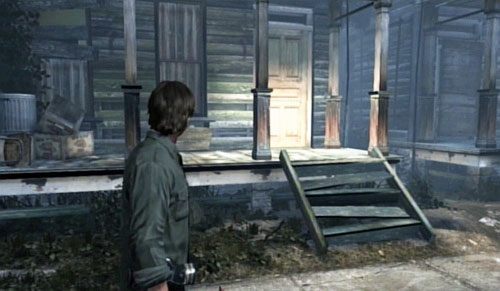 Podążaj dalej lewą stroną ulicy, a przy trzecim domku, na ganku będzie palić się światło - Misje poboczne (1) | Silent Hill cz.4 | Silent Hill Downpour - Silent Hill: Downpour - poradnik do gry