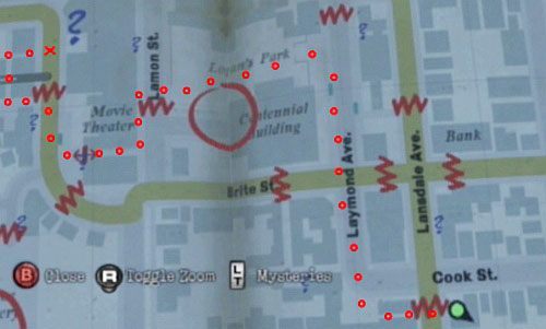 Ponownie podążaj za kropkami do krzyżyka, a znajdziesz się w pobliżu domu z mapą symboli w środku - Misje poboczne (3) | Silent Hill cz.4 | Silent Hill Downpour - Silent Hill: Downpour - poradnik do gry