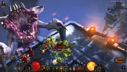 Uważaj na olbrzymich Demonicznych nosicieli, którzy czepiają się murów i wypluwają z siebie kolejne stwory, najczęściej Demonicznych piechurów - Oblężenie Twierdzy Bastionu | Zadania - Akt 3 | Solucja Diablo III - Diablo III 2.0 - poradnik do gry