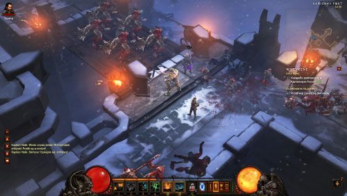 Gdy winda, która miała przywieźć posiłki, wjedzie na górę, okaże się, że przywiozła kolejne demony - Oczekiwanie na posiłki | Wydarzenia - Akt 3 | Solucja Diablo III - Diablo III 2.0 - poradnik do gry