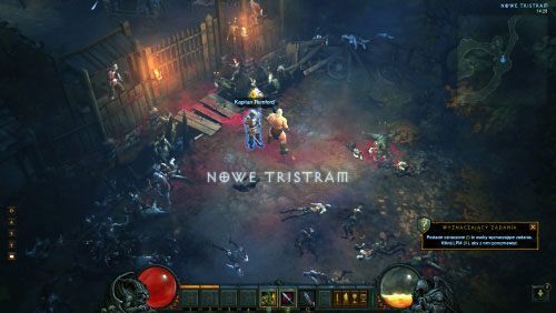 Przed jego zamkniętą bramą stoi kapitan Rumford, a na palisadzie stacjonują obrońcy - Upadła gwiazda | Zadania - Akt 1 | Solucja Diablo III - Diablo III 2.0 - poradnik do gry