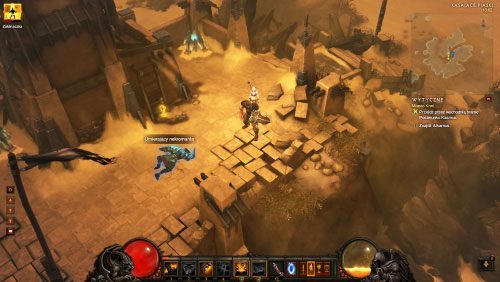 Przemierzając Kąsające piaski możesz natrafić na ruiny, a w nich na Umierającego nekromantę - Duchy strażników | Wydarzenia - Akt 2 | Solucja Diablo III - Diablo III 2.0 - poradnik do gry