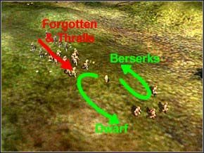 Po chwili dołączą nowe jednostki - 4 Berserków i Krasnolud - Misja 22 - Dream Duel - Myth III: Era Wilka - poradnik do gry