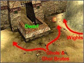 Północne i południowe stanowisko zaatakuje najpierw większy Ghol, później Wight, a potem jakieś mniejsze - Misja 9 - The Gates Of Myrgard - Myth III: Era Wilka - poradnik do gry