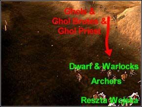 Poruszaj się w odpowiednim ustawieniu (zbrojni w tyle, krasnale i magowie na czele, łucznicy w linii w środku pochodu) - Misja 8 - Battle To Myrgard - Myth III: Era Wilka - poradnik do gry