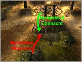 Wokół placu biegać będą grupy Myrkridian Warriors, jednak nie atakuj ich i często zapisuj grę - Misja 1 - Defense Of Yursgrad - Myth III: Era Wilka - poradnik do gry